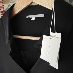 VINCE Long Sleeve Blouse Black in Large